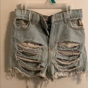 High Waisted Distressed Shorts